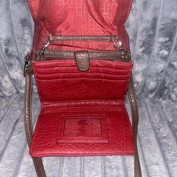 Red and Brown Rosetta Leather Crossbody Bag - Picture 7 of 12
